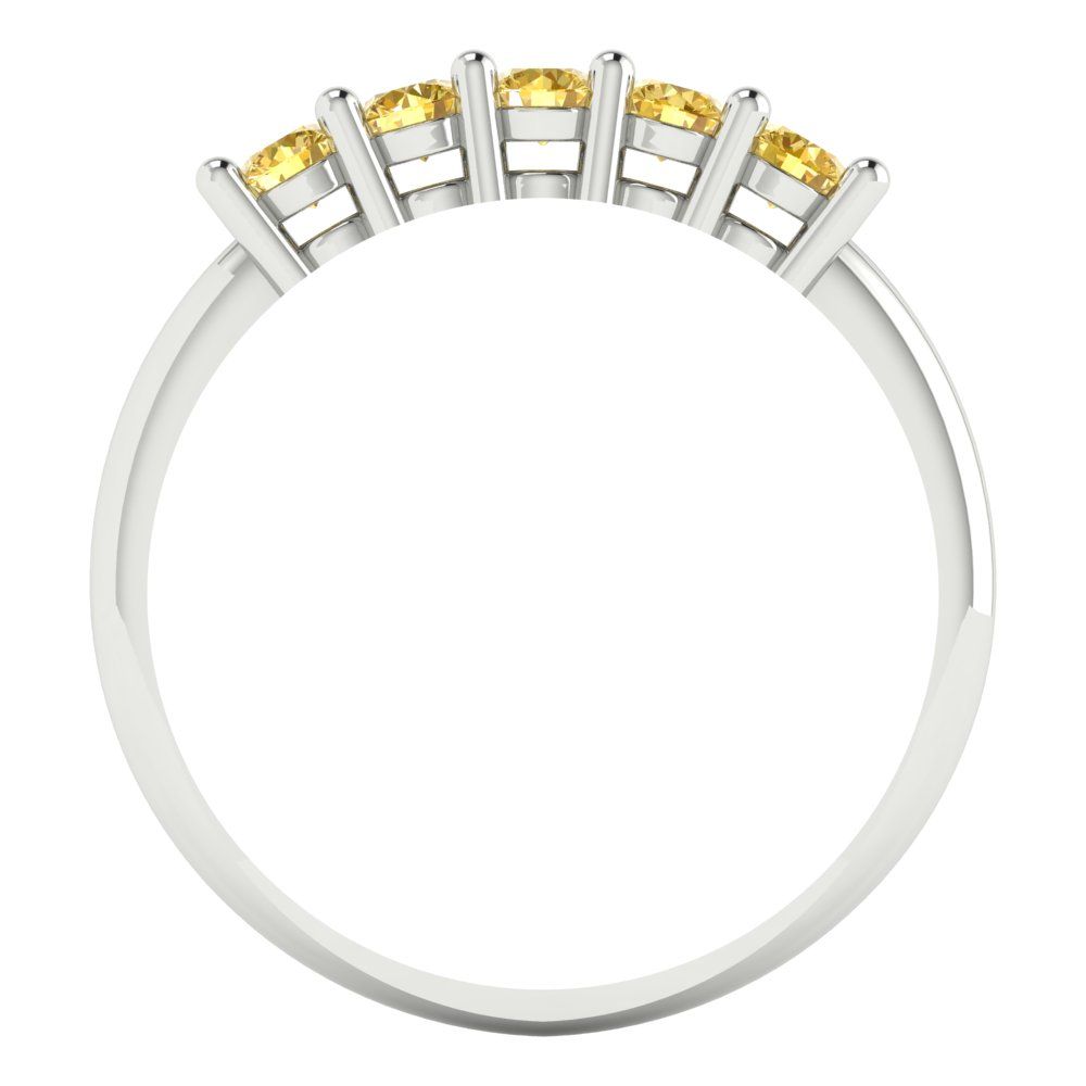 0.35 cttw Natural Citrine Round Cut White Gold Eternity Wedding Band