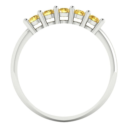 0.35 cttw Natural Citrine Round Cut White Gold Eternity Wedding Band