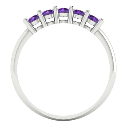 0.35 cttw Natural Amethyst Round Cut White Gold Eternity Wedding Band