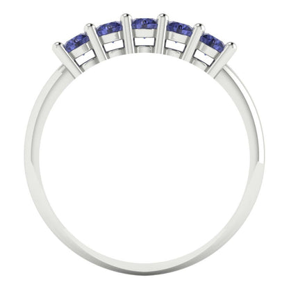 0.35 cttw Simulated Tanzanite Round Cut White Gold Eternity Wedding Band