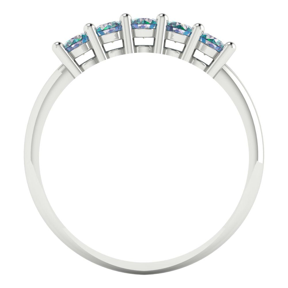 0.35 cttw Blue Moissanite Round Cut White Gold Eternity Wedding Band