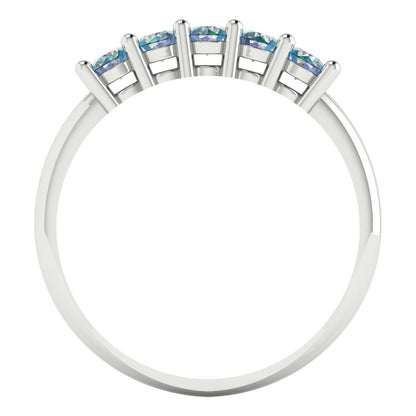 0.35 cttw Blue Moissanite Round Cut White Gold Eternity Wedding Band