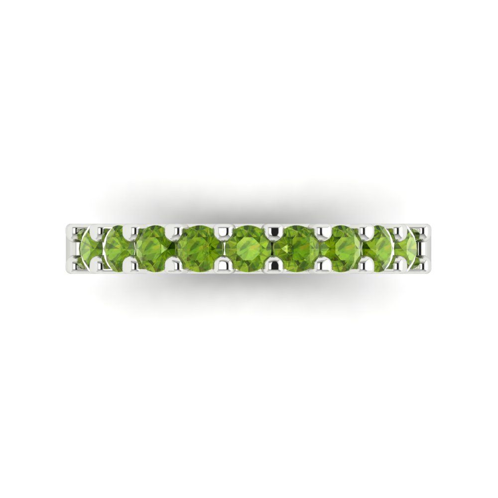 0.63 cttw Natural Peridot Round Cut White Gold Eternity Wedding Band