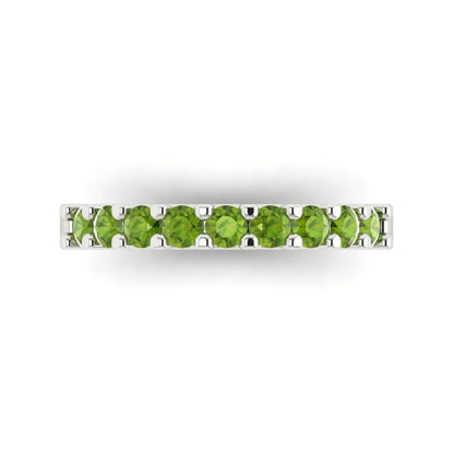0.63 cttw Natural Peridot Round Cut White Gold Eternity Wedding Band