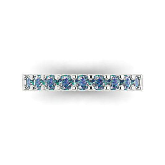 0.63 cttw Blue Moissanite Round Cut White Gold Eternity Wedding Band