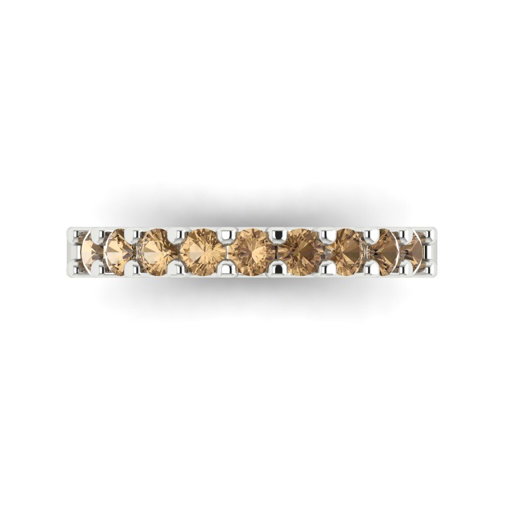 0.63 cttw Simulated Champagne Diamond Round Cut White Gold Eternity Wedding Band
