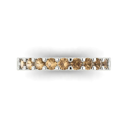 0.63 cttw Simulated Champagne Diamond Round Cut White Gold Eternity Wedding Band