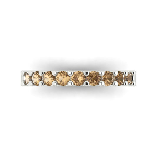 0.63 cttw Simulated Champagne Diamond Round Cut White Gold Eternity Wedding Band