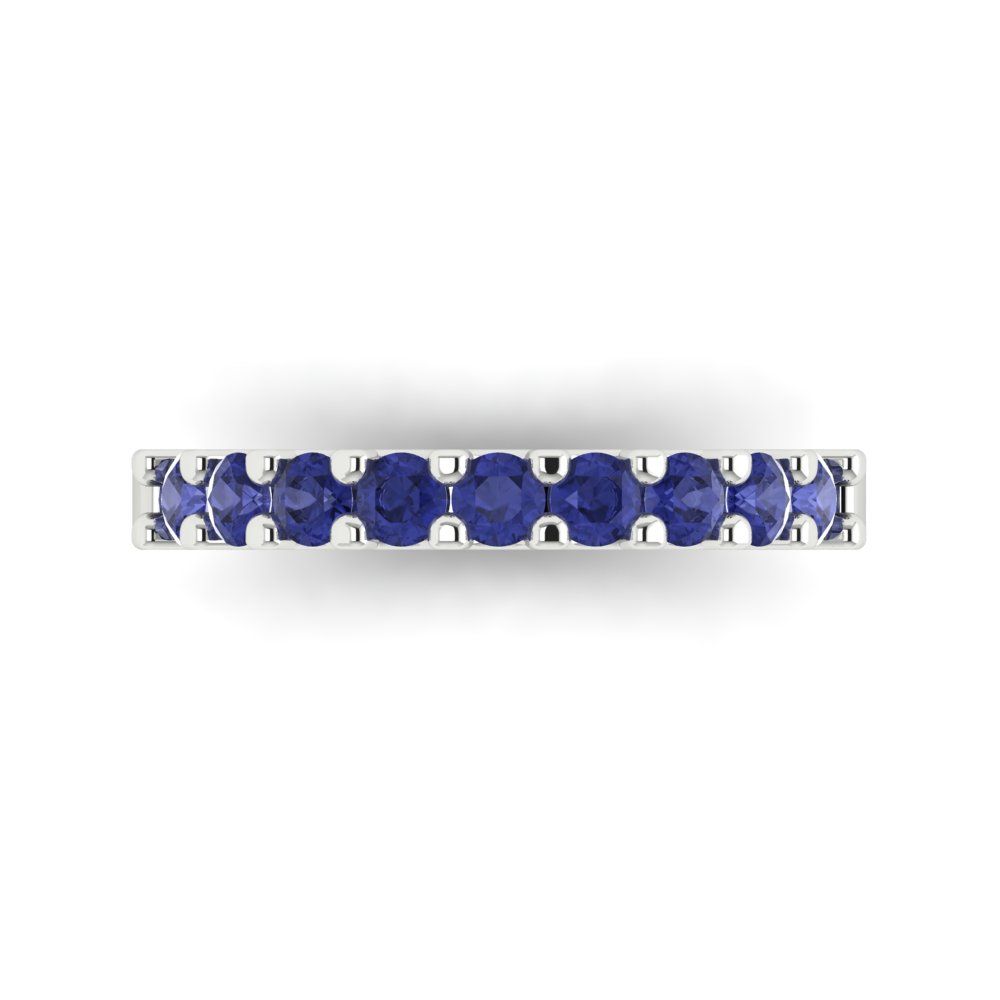 0.63 cttw Simulated Tanzanite Round Cut White Gold Eternity Wedding Band