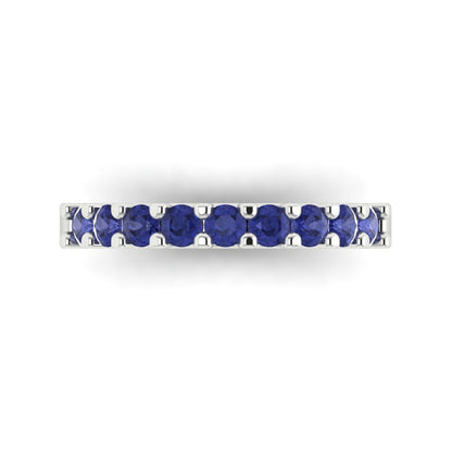 0.63 cttw Simulated Tanzanite Round Cut White Gold Eternity Wedding Band