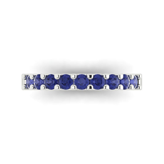 0.63 cttw Simulated Tanzanite Round Cut White Gold Eternity Wedding Band