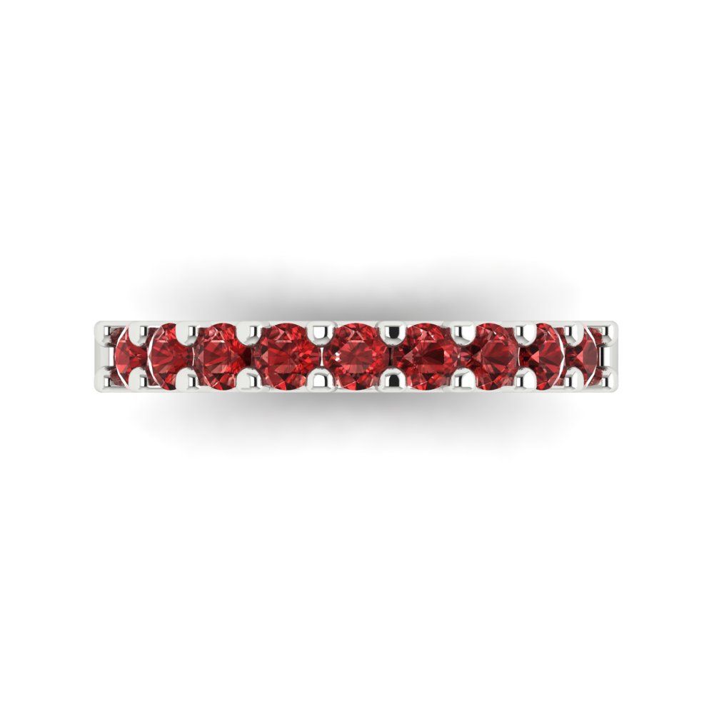 0.63 cttw Natural Garnet Round Cut White Gold Eternity Wedding Band