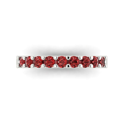 0.63 cttw Natural Garnet Round Cut White Gold Eternity Wedding Band