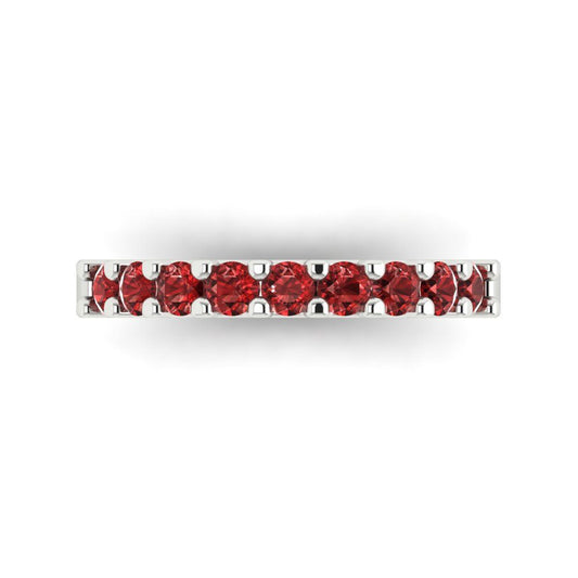 0.63 cttw Natural Garnet Round Cut White Gold Eternity Wedding Band