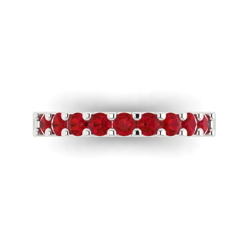 0.63 cttw Simulated Ruby Round Cut White Gold Eternity Wedding Band
