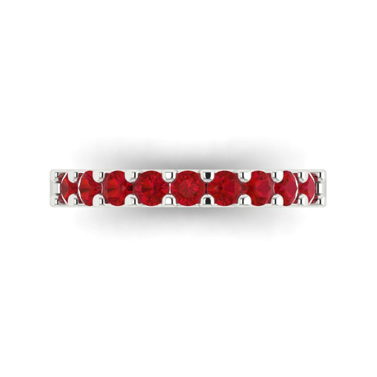 0.63 cttw Simulated Ruby Round Cut White Gold Eternity Wedding Band