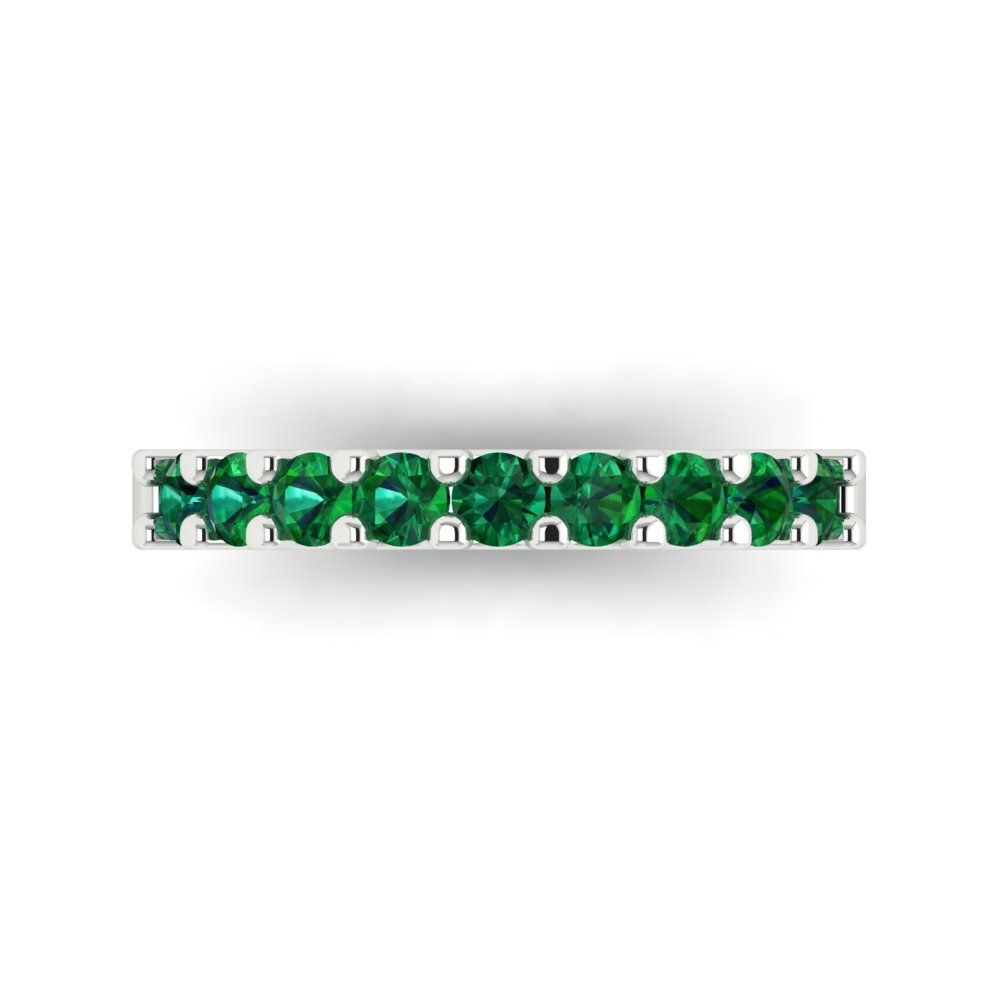 0.63 cttw Simulated Emerald Round Cut White Gold Eternity Wedding Band