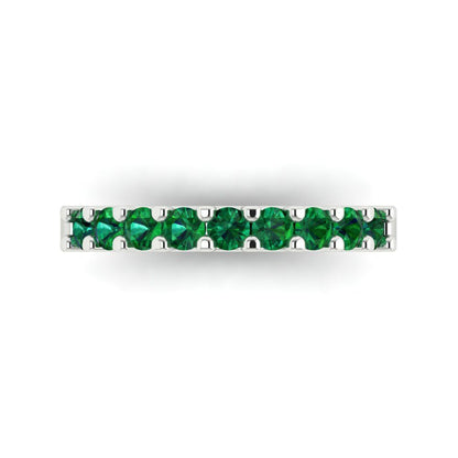 0.63 cttw Simulated Emerald Round Cut White Gold Eternity Wedding Band