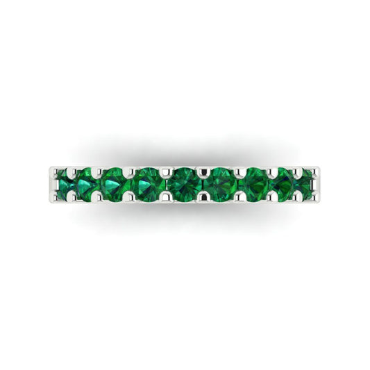 0.63 cttw Simulated Emerald Round Cut White Gold Eternity Wedding Band