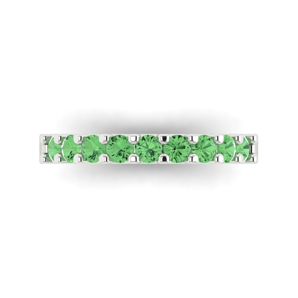 0.63 cttw Simulated Green Diamond Round Cut White Gold Eternity Wedding Band