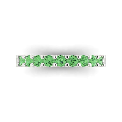 0.63 cttw Simulated Green Diamond Round Cut White Gold Eternity Wedding Band