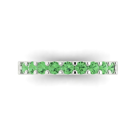 0.63 cttw Simulated Green Diamond Round Cut White Gold Eternity Wedding Band