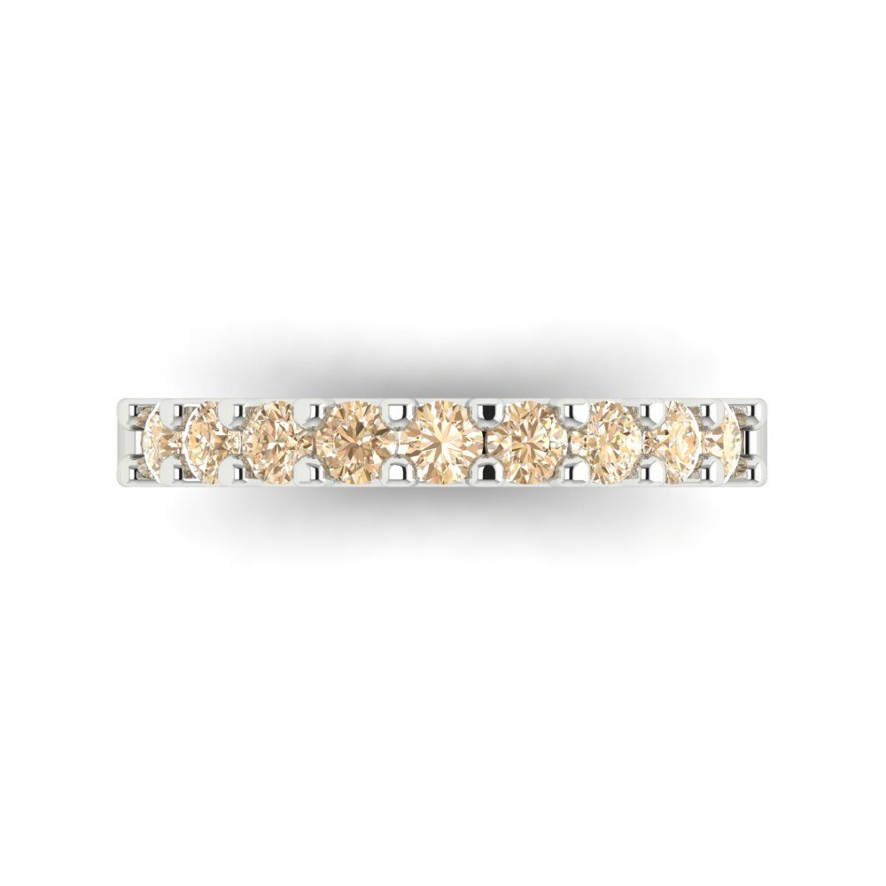 0.63 cttw Natural Morganite Round Cut White Gold Eternity Wedding Band