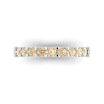 0.63 cttw Natural Morganite Round Cut White Gold Eternity Wedding Band