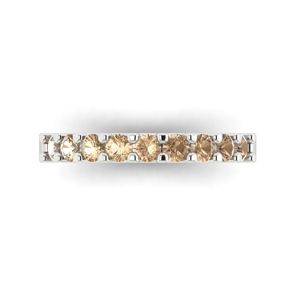 0.63 cttw Yellow Moissanite Round Cut White Gold Eternity Wedding Band