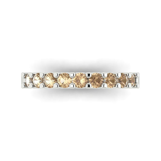 0.63 cttw Yellow Moissanite Round Cut White Gold Eternity Wedding Band