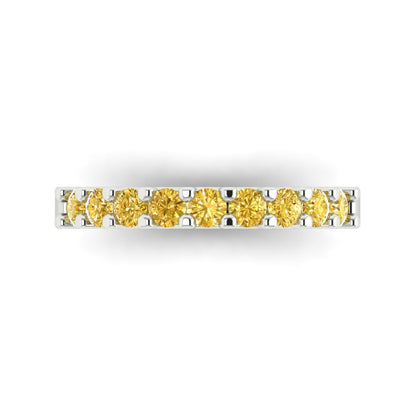 0.63 cttw Simulated Yellow Diamond Round Cut White Gold Eternity Wedding Band