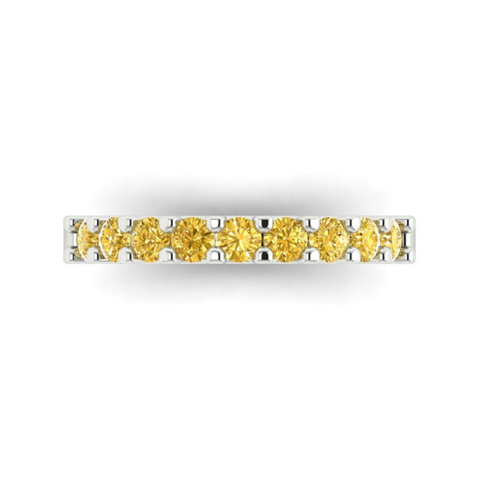 0.63 cttw Simulated Yellow Diamond Round Cut White Gold Eternity Wedding Band