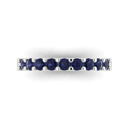 0.63 cttw Simulated Blue Sapphire Round Cut White Gold Eternity Wedding Band