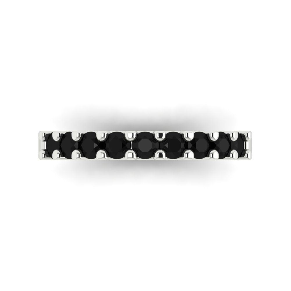 0.63 cttw Natural Onyx Round Cut White Gold Eternity Wedding Band