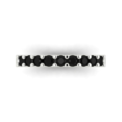 0.63 cttw Natural Onyx Round Cut White Gold Eternity Wedding Band