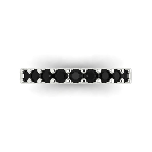 0.63 cttw Natural Onyx Round Cut White Gold Eternity Wedding Band