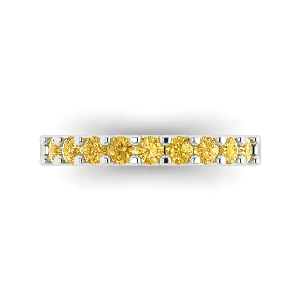0.63 cttw Natural Citrine Round Cut White Gold Eternity Wedding Band