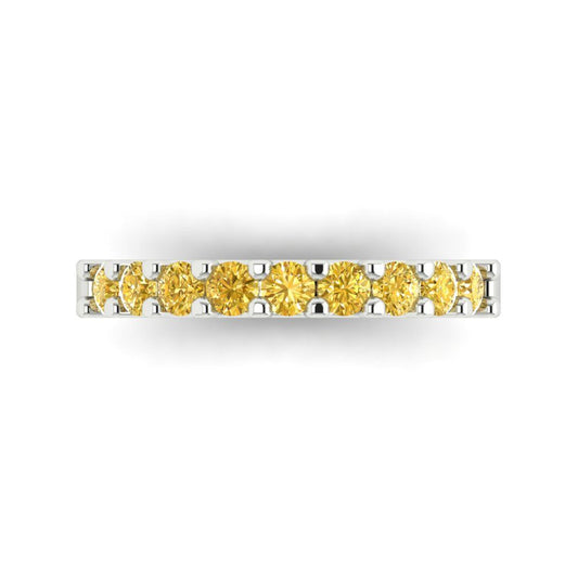 0.63 cttw Natural Citrine Round Cut White Gold Eternity Wedding Band