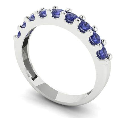 0.63 cttw Simulated Tanzanite Round Cut White Gold Eternity Wedding Band
