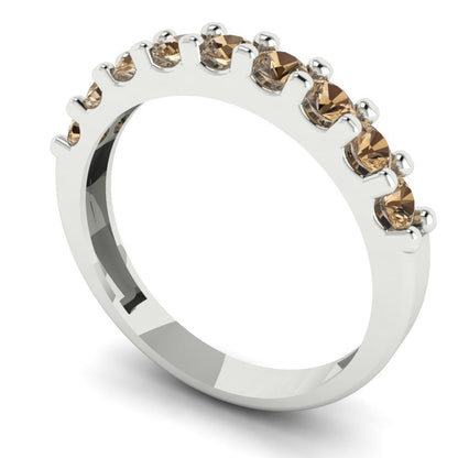 0.63 cttw Simulated Champagne Diamond Round Cut White Gold Eternity Wedding Band