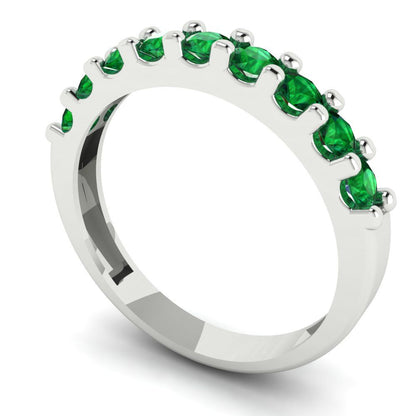 0.63 cttw Simulated Emerald Round Cut White Gold Eternity Wedding Band