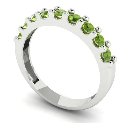 0.63 cttw Natural Peridot Round Cut White Gold Eternity Wedding Band