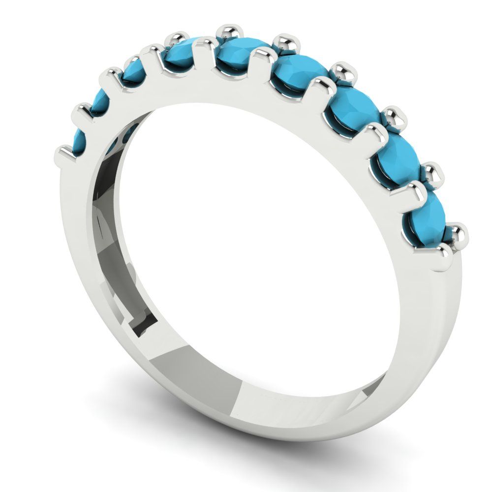 0.63 cttw Simulated Turquoise Round Cut White Gold Eternity Wedding Band