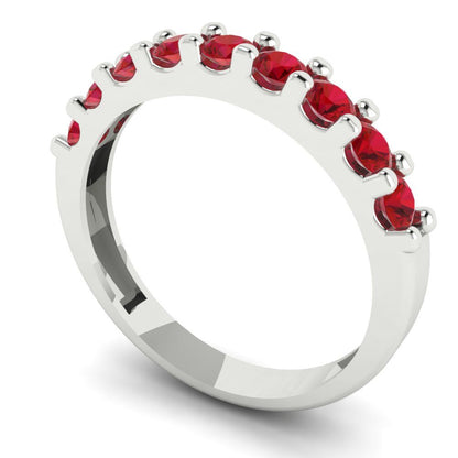 0.63 cttw Simulated Ruby Round Cut White Gold Eternity Wedding Band