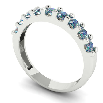 0.63 cttw Blue Moissanite Round Cut White Gold Eternity Wedding Band