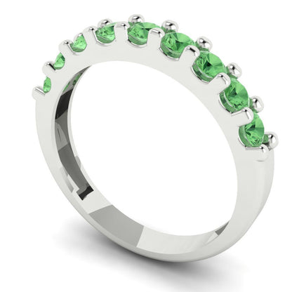 0.63 cttw Simulated Green Diamond Round Cut White Gold Eternity Wedding Band