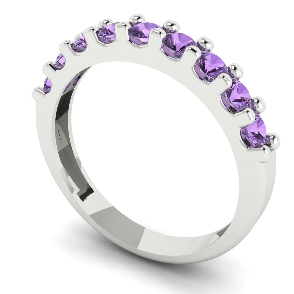 0.63 cttw Simulated Alexandrite Round Cut White Gold Eternity Wedding Band