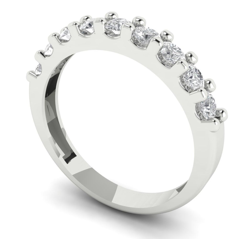 0.81 ct Brilliant Round Cut Natural Diamond Stone Clarity VS1-2 Color G-H White Gold Stackable Band