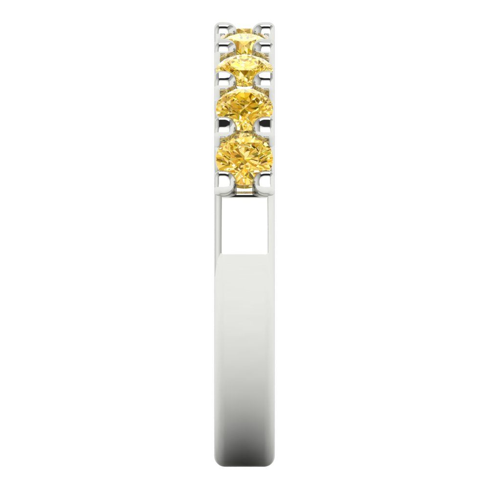 0.63 cttw Natural Citrine Round Cut White Gold Eternity Wedding Band