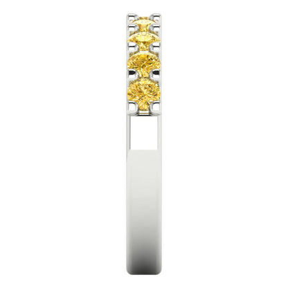 0.63 cttw Simulated Yellow Diamond Round Cut White Gold Eternity Wedding Band